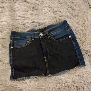 Animale black lace and jean mini skirt